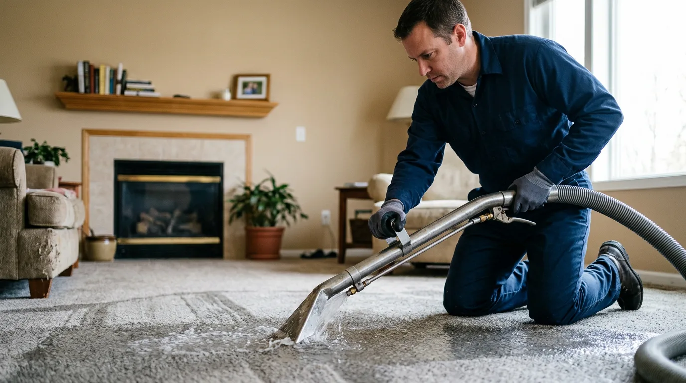 Water damage restoration technician working near Marshfield, MA